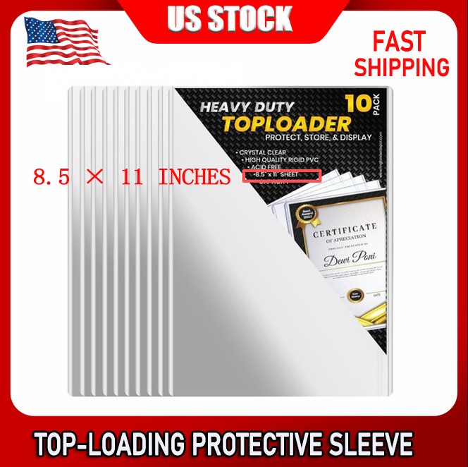 8.5×11-Inch Top-Loading- Hard Protector Case Sleeve, Toploader Holder 10 pack