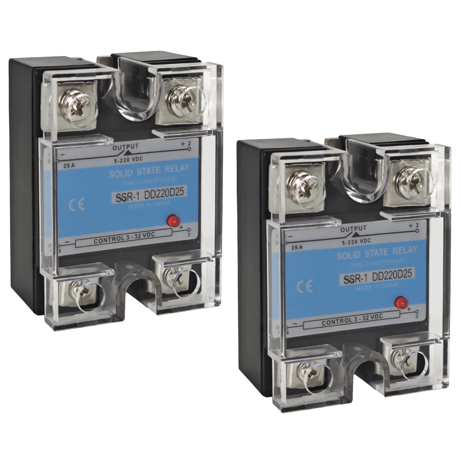 SSR25DD Solid State Relays DC 332V Input 5200V Output 25A Single Phase 2 PCS