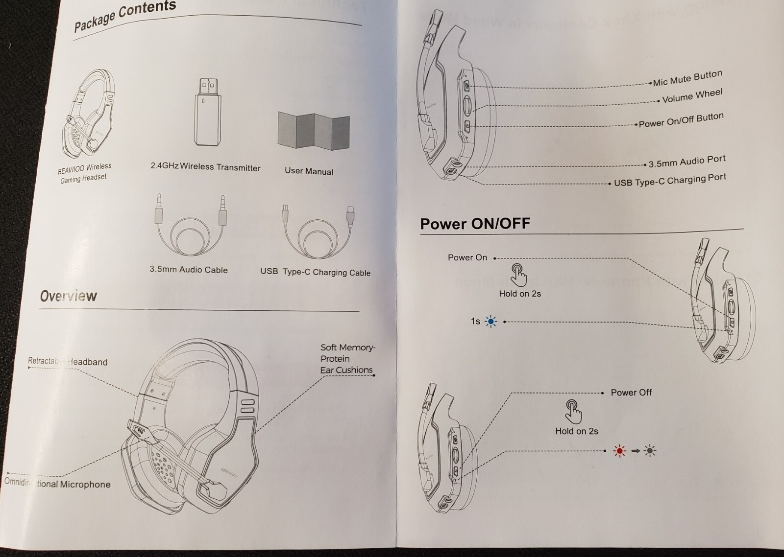 B096FV9TB6 BEAVIIO HW01-Bluetooth Wireless Gaming Headset
