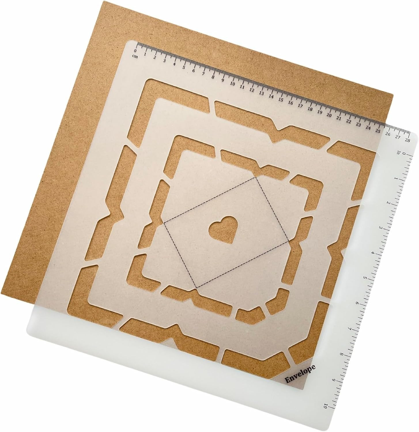 5-In-1 Envelope Template, 4 Sizes & 1 Heart, Durable Plastic, 11.8 X 11.8 Inch C