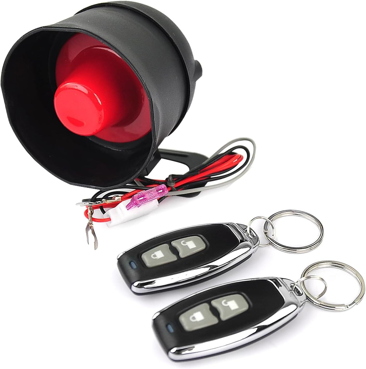 12V Car Alarm System, Anti-Theft Horn Siren with 7-Levels Sensitivity...