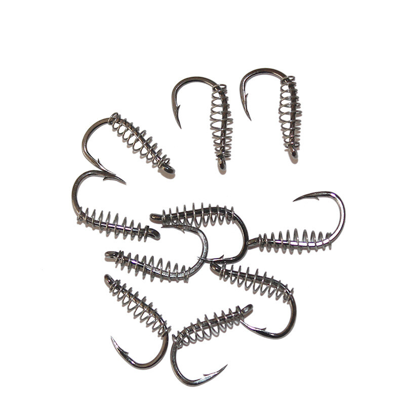 50PCS High Carbon Steel Spring Hook Barbed Swivel Carp Hooks Fly Fishing Hook