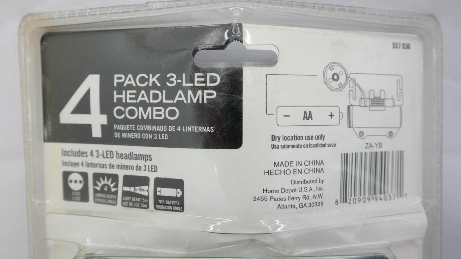 4 Pack 3 LED Headlamp Head Light Flashlights NaS