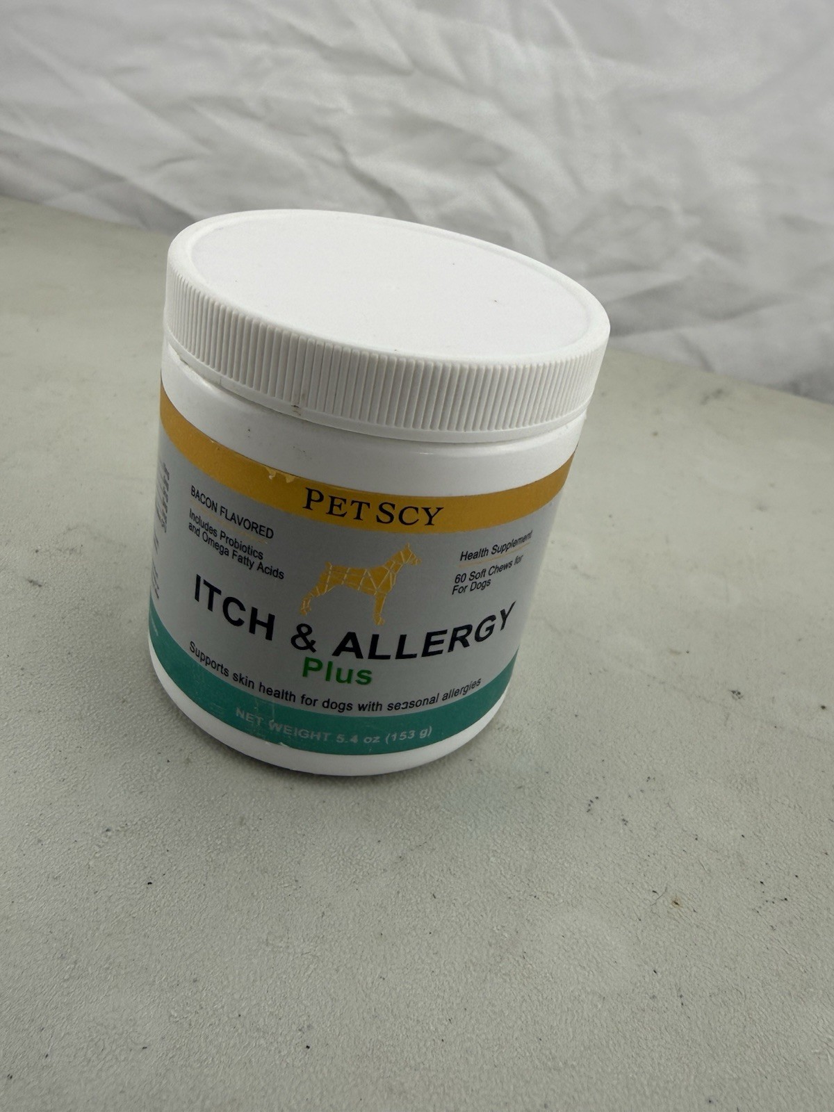 Petscy Itch & Allergy Relief Plus - Bacon Flavored - 60 Soft Chews - Ex: 9/27