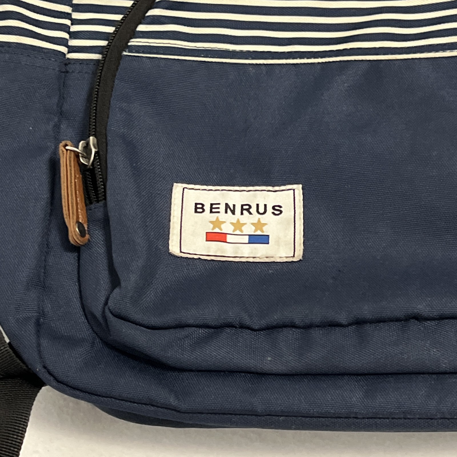 Benrus Blue Striped 17" Backpack Laptop Compartment Adjustable Straps Daypack