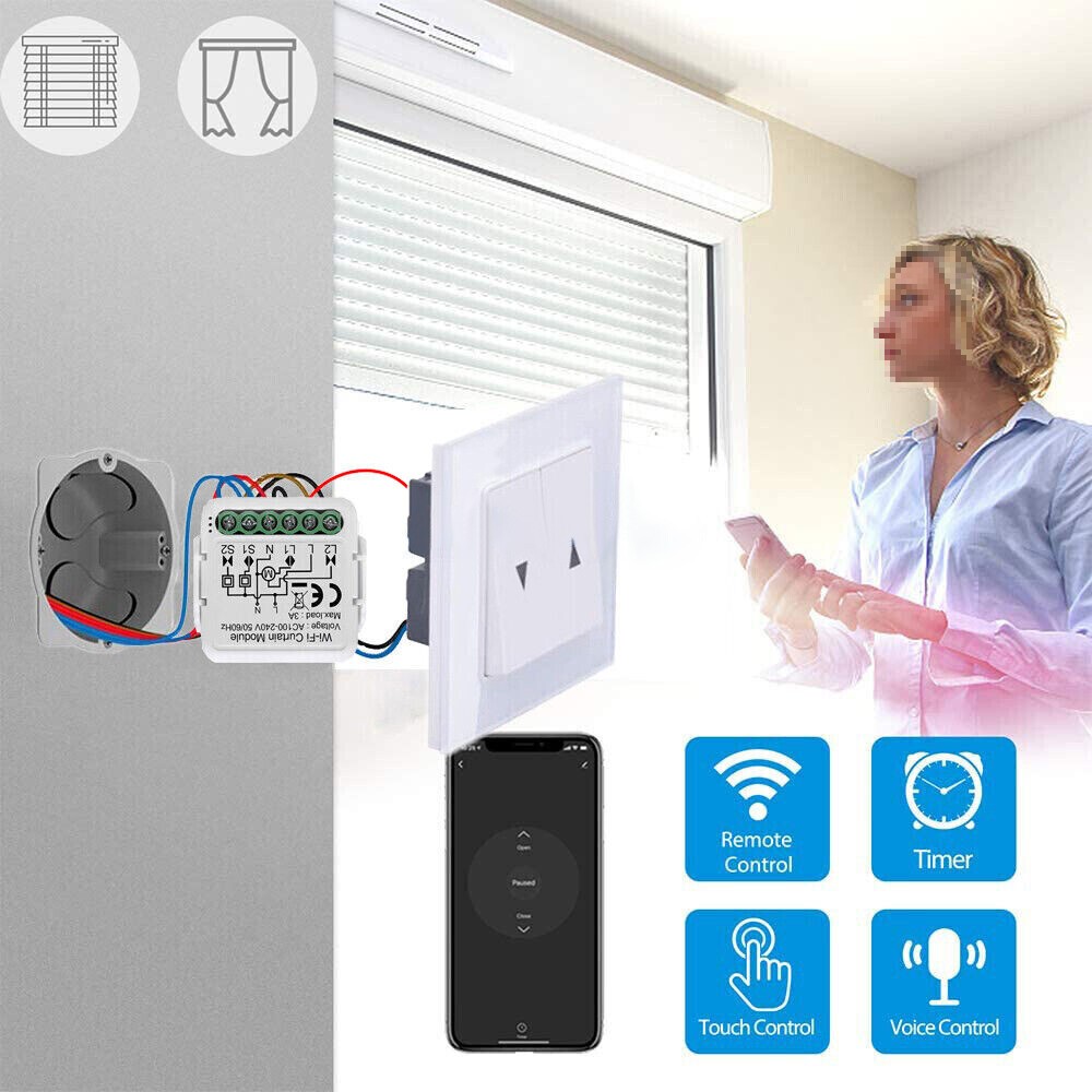 Smart WiFi Switch Curtain Blinds Module Roller Shutter Motor For Tuya Alexa US