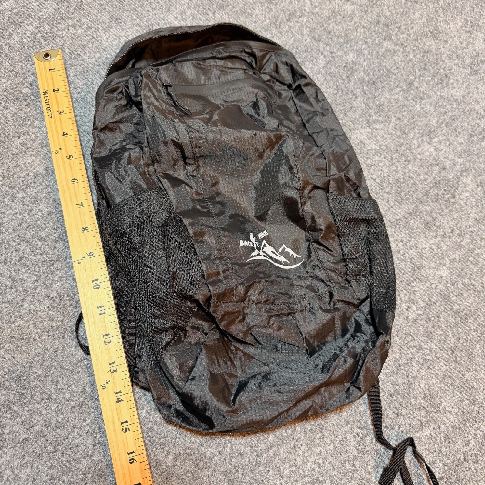 NEW Back Hike Backpack Black Lightweight Foldable Packable Outdoor Hiking