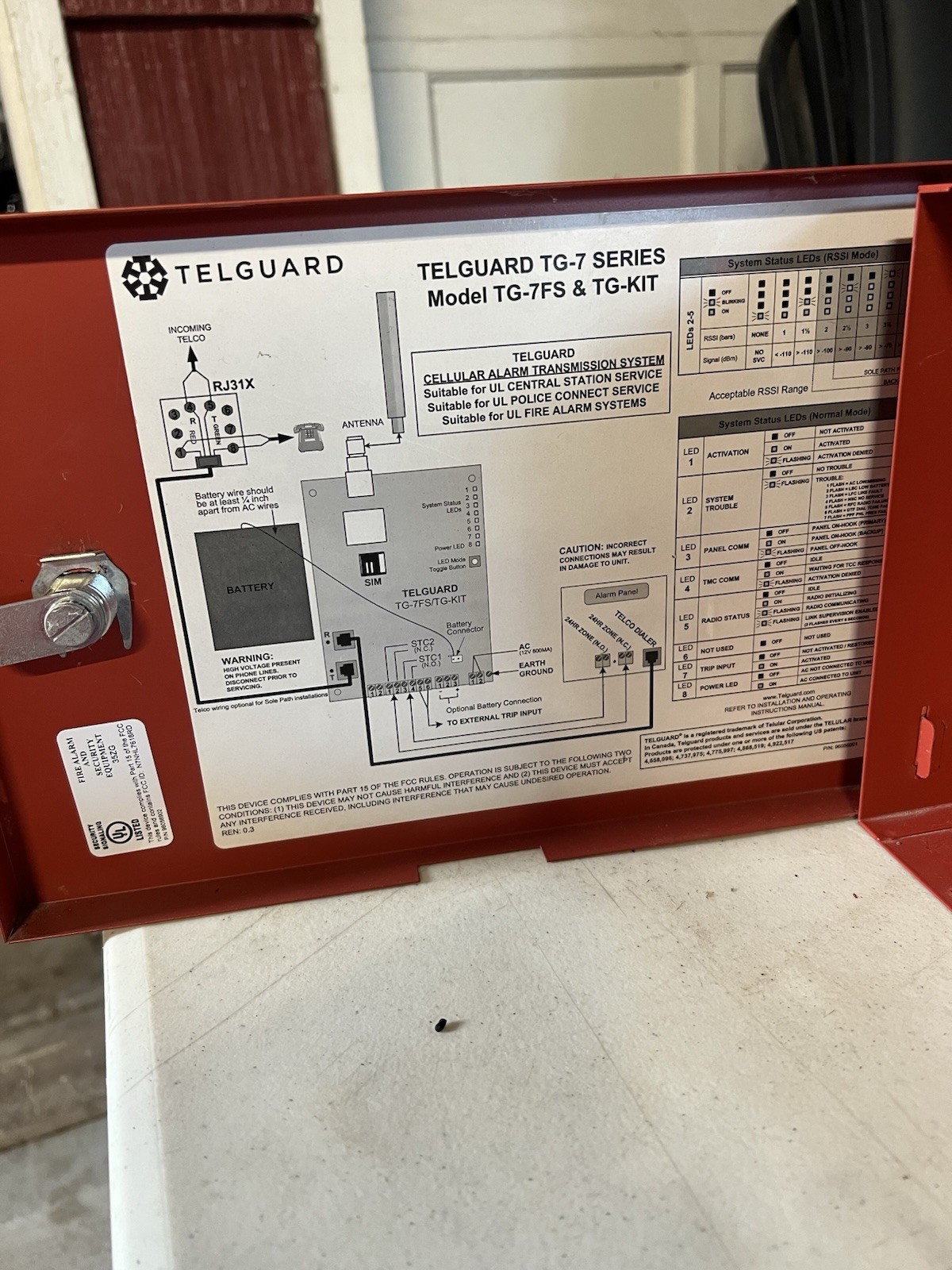 Telegard Digital TG 7FS Box Alarm System, Cellular Working Needs Programming ￼