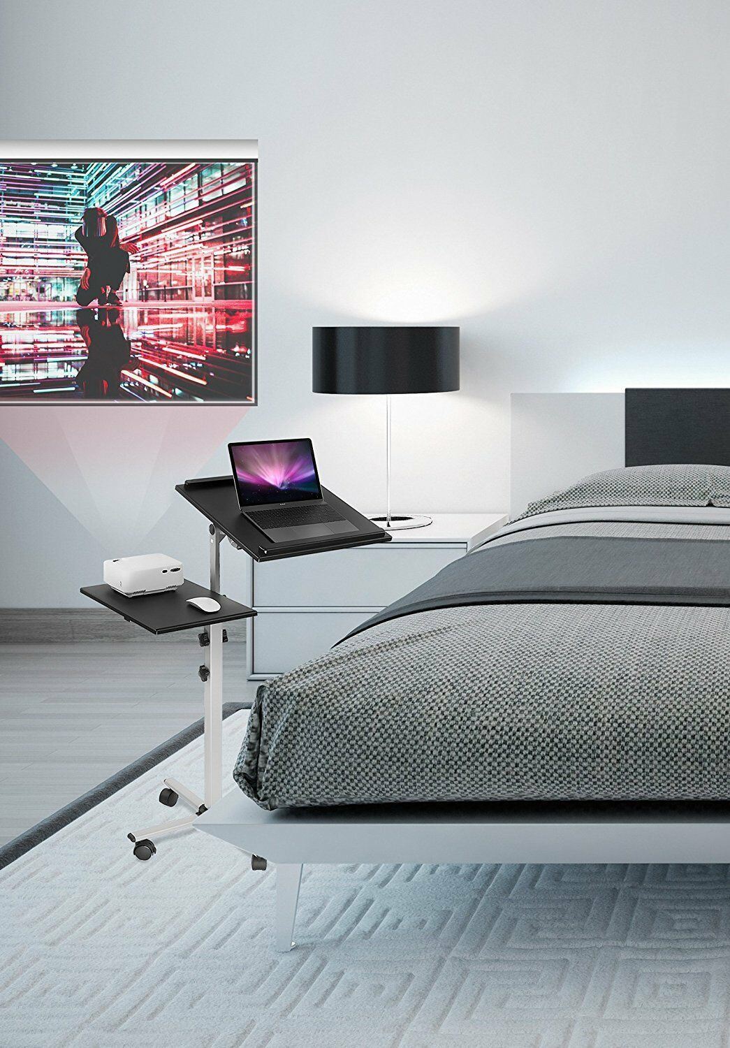 Mount-It! Rolling Laptop Tray and Projector Cart | Height Adjustable Presentatio