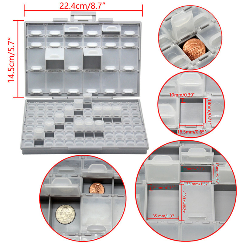 BOX-ALL-96 tiny components Beads screws Organizer Storage individual lids USA