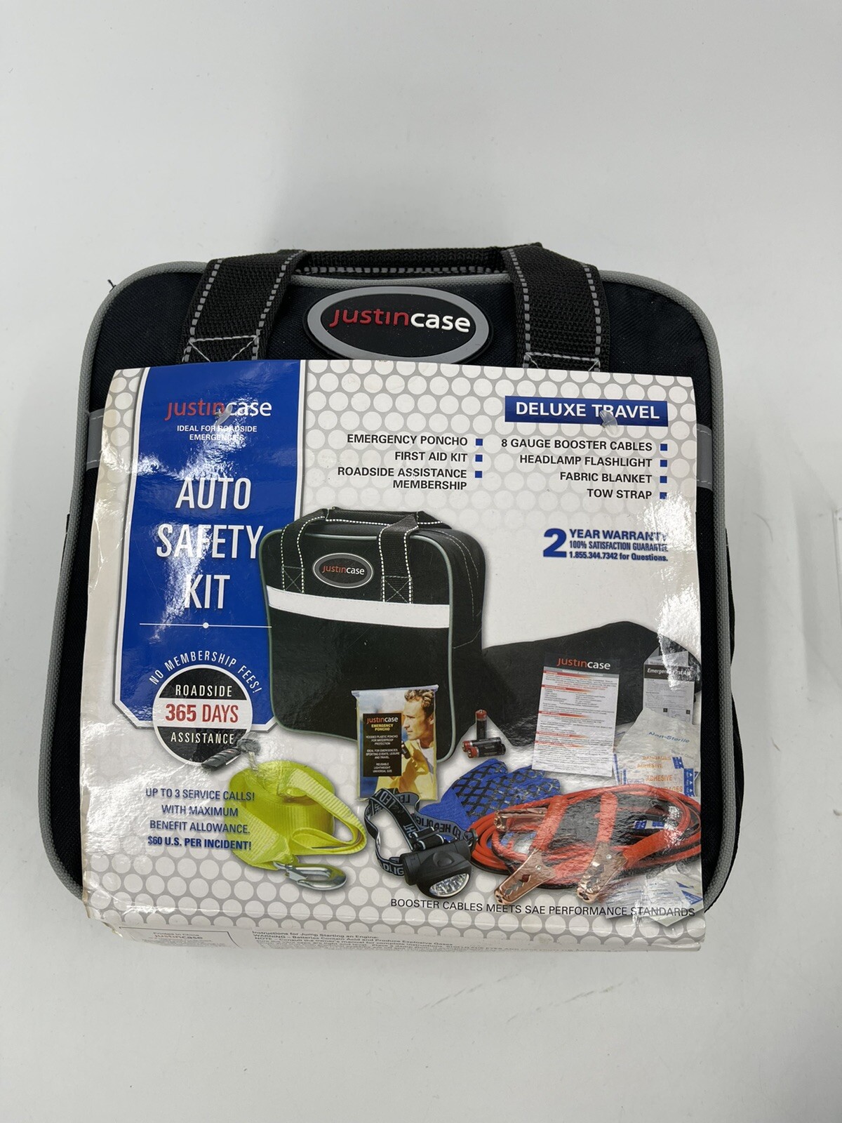 "Justin Case" Brand Deluxe Travel Auto Safety Kit w/ Black Case New Mod: 104000