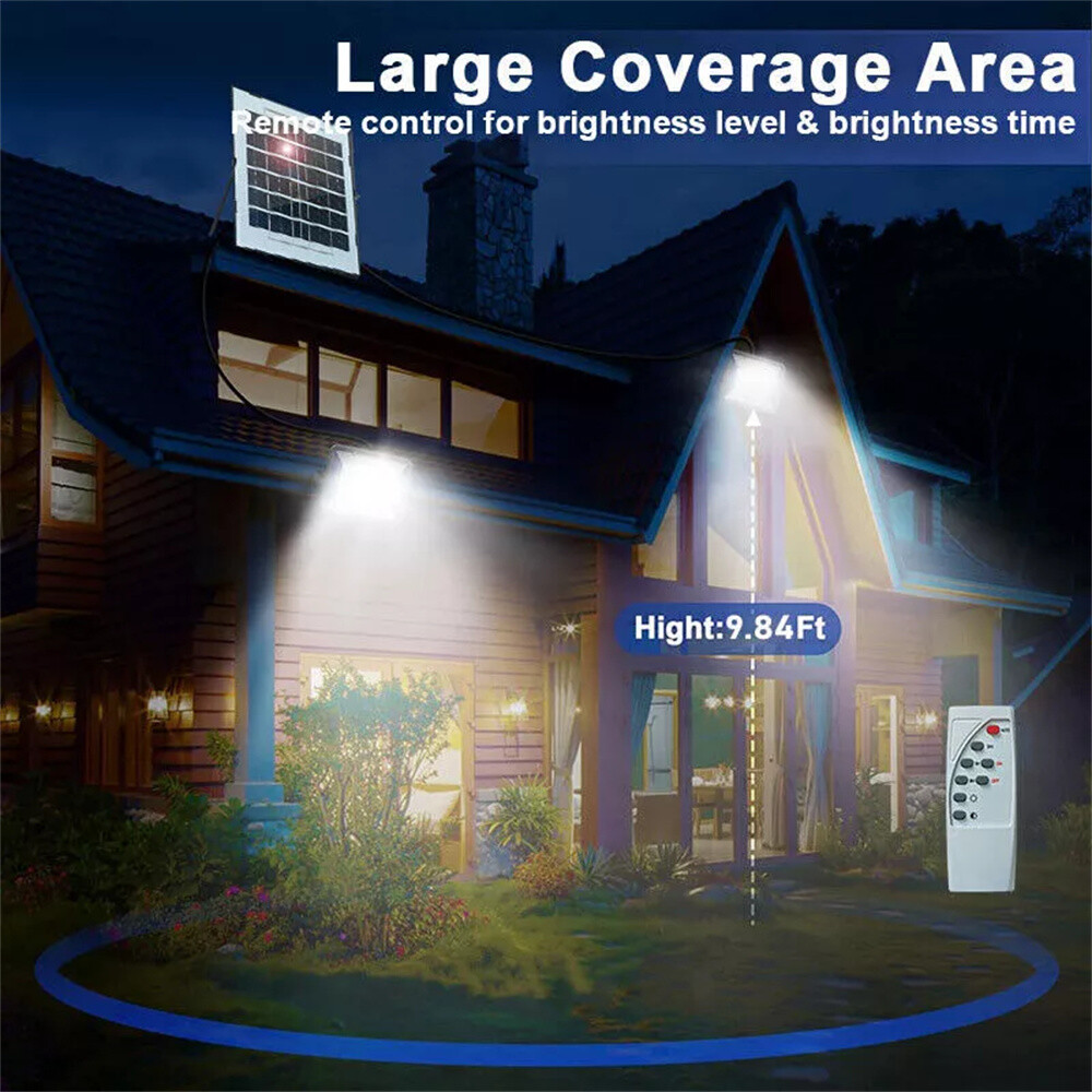 300W LED Solar Flood Lights Outdoor Street Light Dusk to Dawn Flood Wall Lamp ~