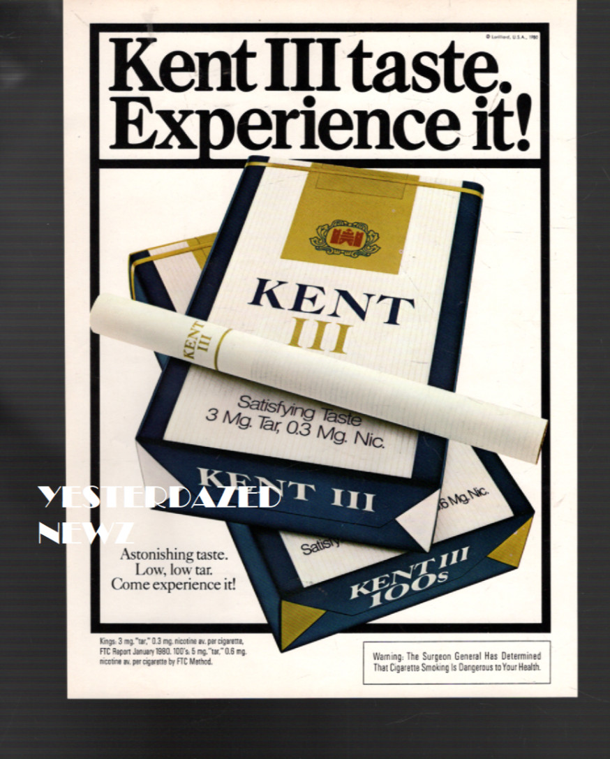 1980 Print Ad for Kent III cigarettes "Kent III taste. Experience it!"