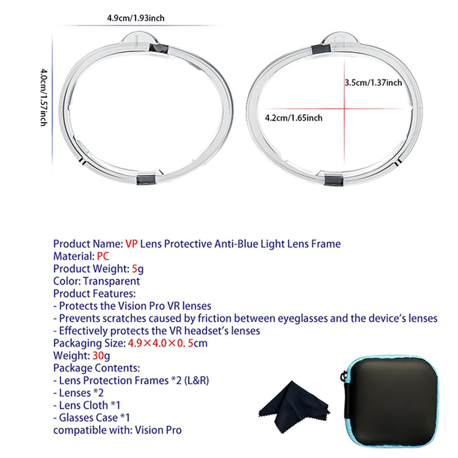 Anti-blue Light Lens Protective Frame Magnetic Myopia Frames for Vision Pro VR