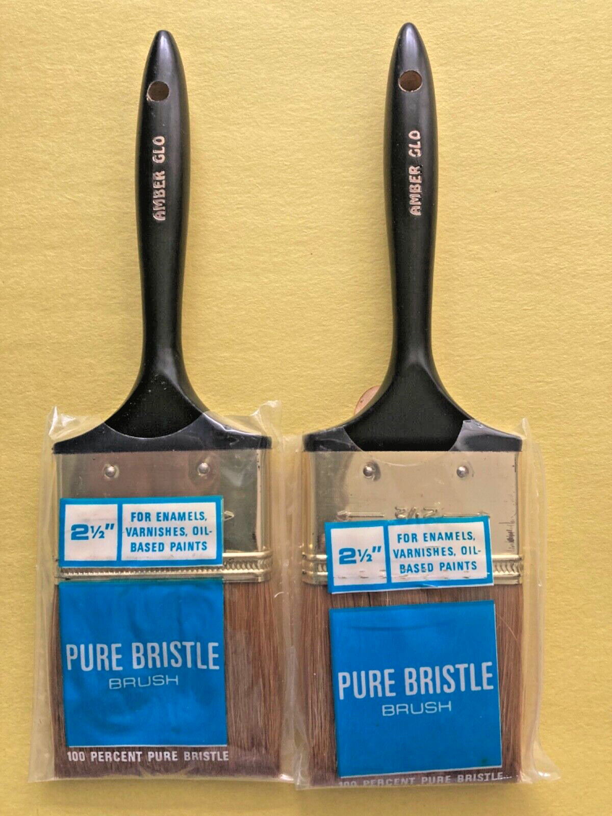 VINT LOT 2 WOOSTER AMBER GLO 2.5” PAINT BRUSH PURE BRISTLE NOS NEW WOOD HANDLE