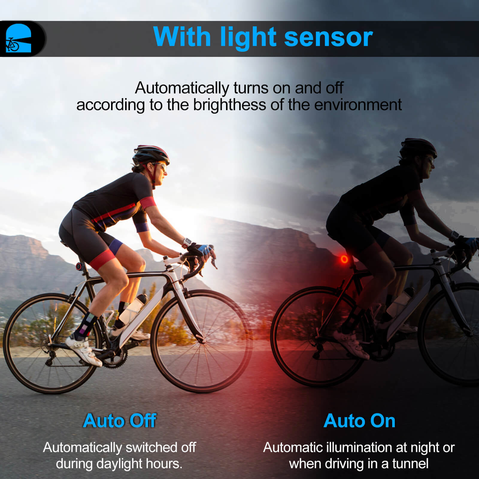 Black Horn Rear Light Alarm Sensitivity Adjustable Search Bike Ringing Function