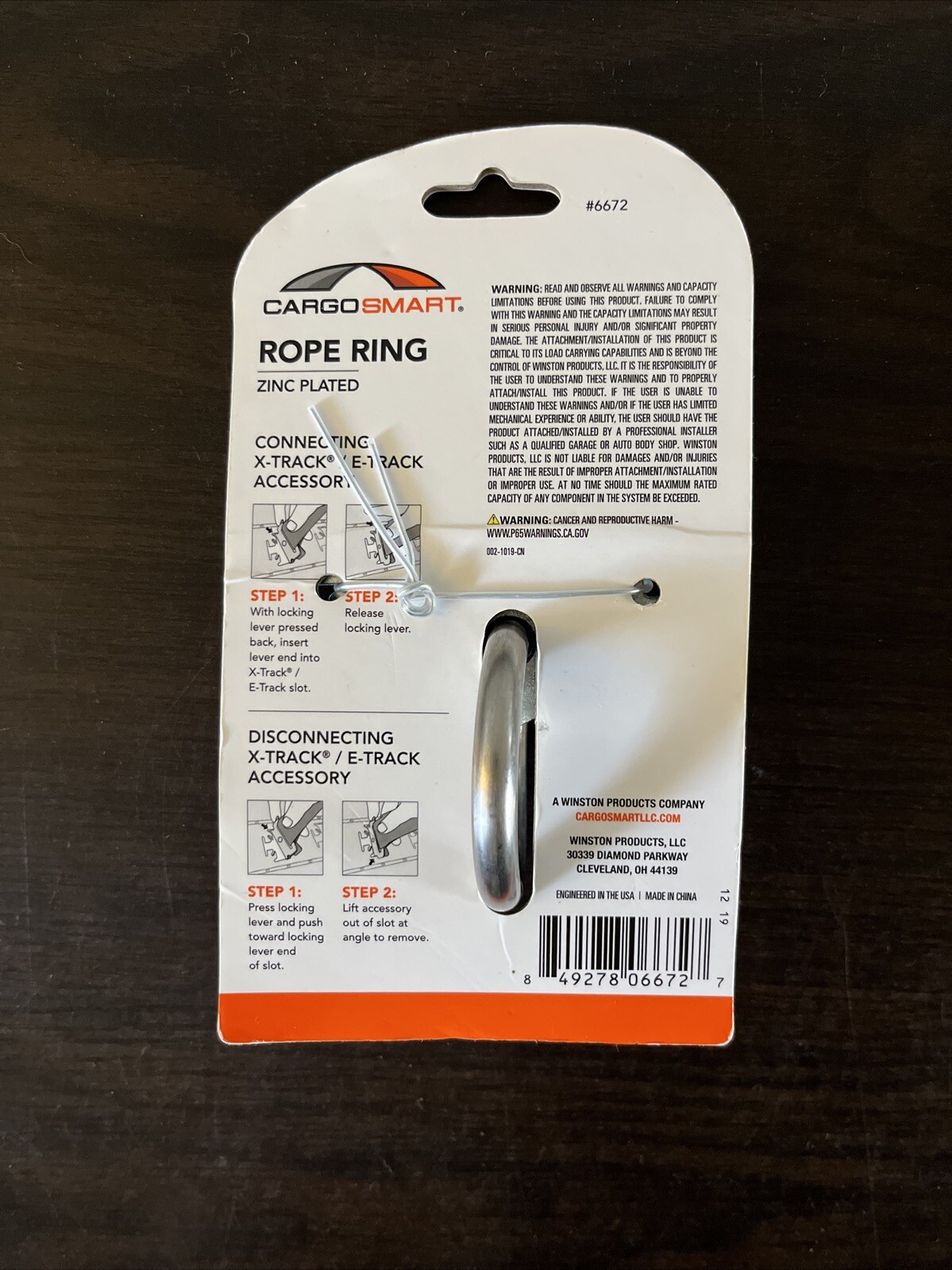 NWT Cargo Smart Rope Ring Compatible With X-Track & E-Track Rails Easy To Instal