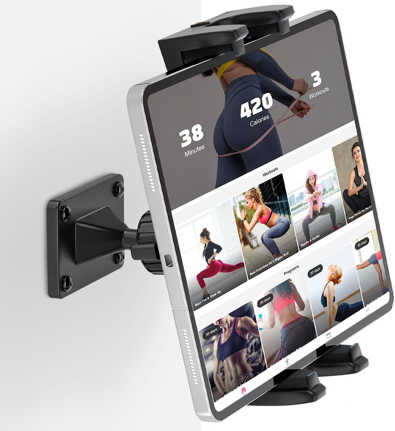 Tablet Wall Mount, 360° Rotation Tablet Holder Stand, Sturdy Metal Base, Kitchen