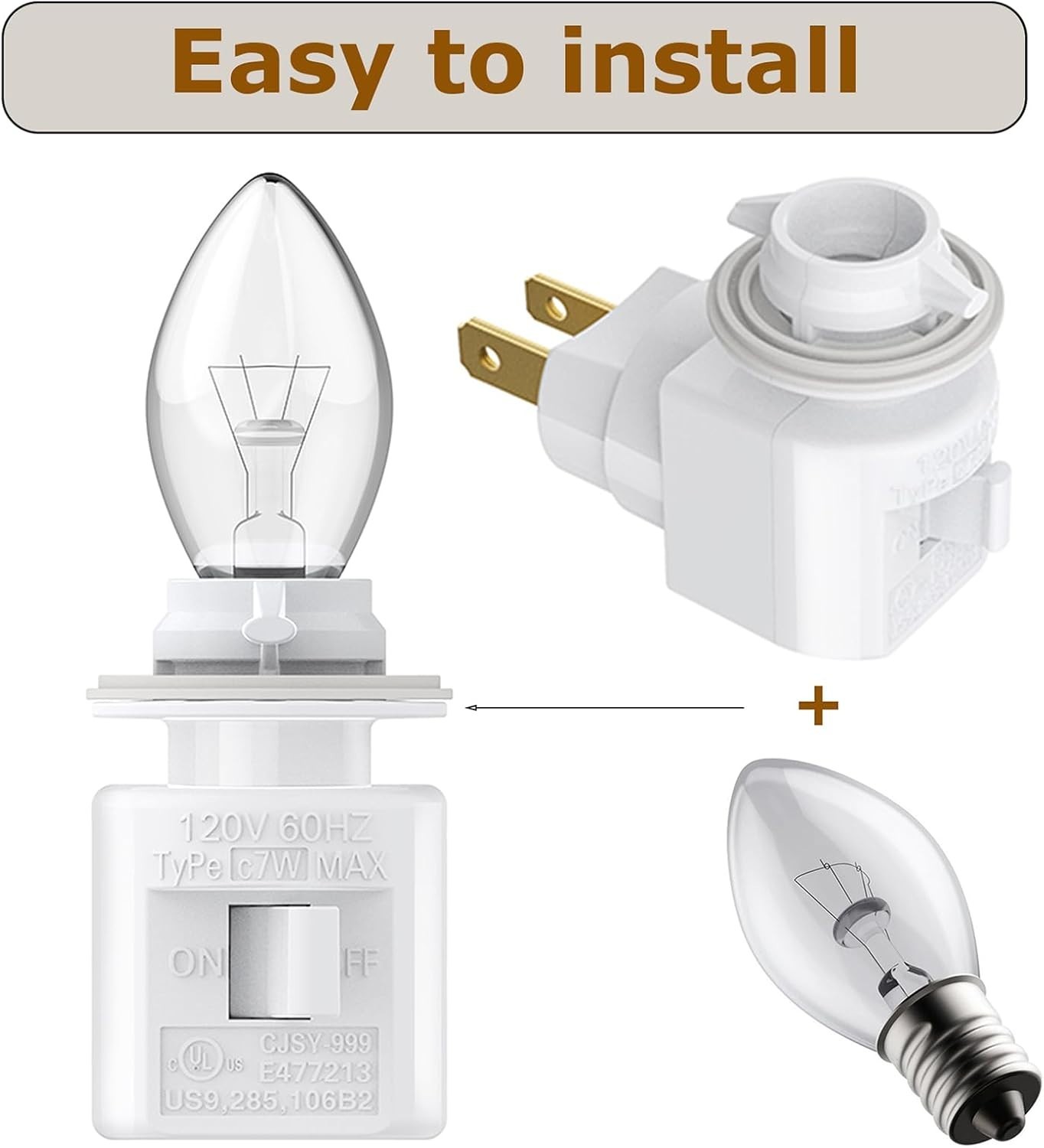 Plug in Night Light, Adjustable E12 Base Socket with On/Off Switch for Making...