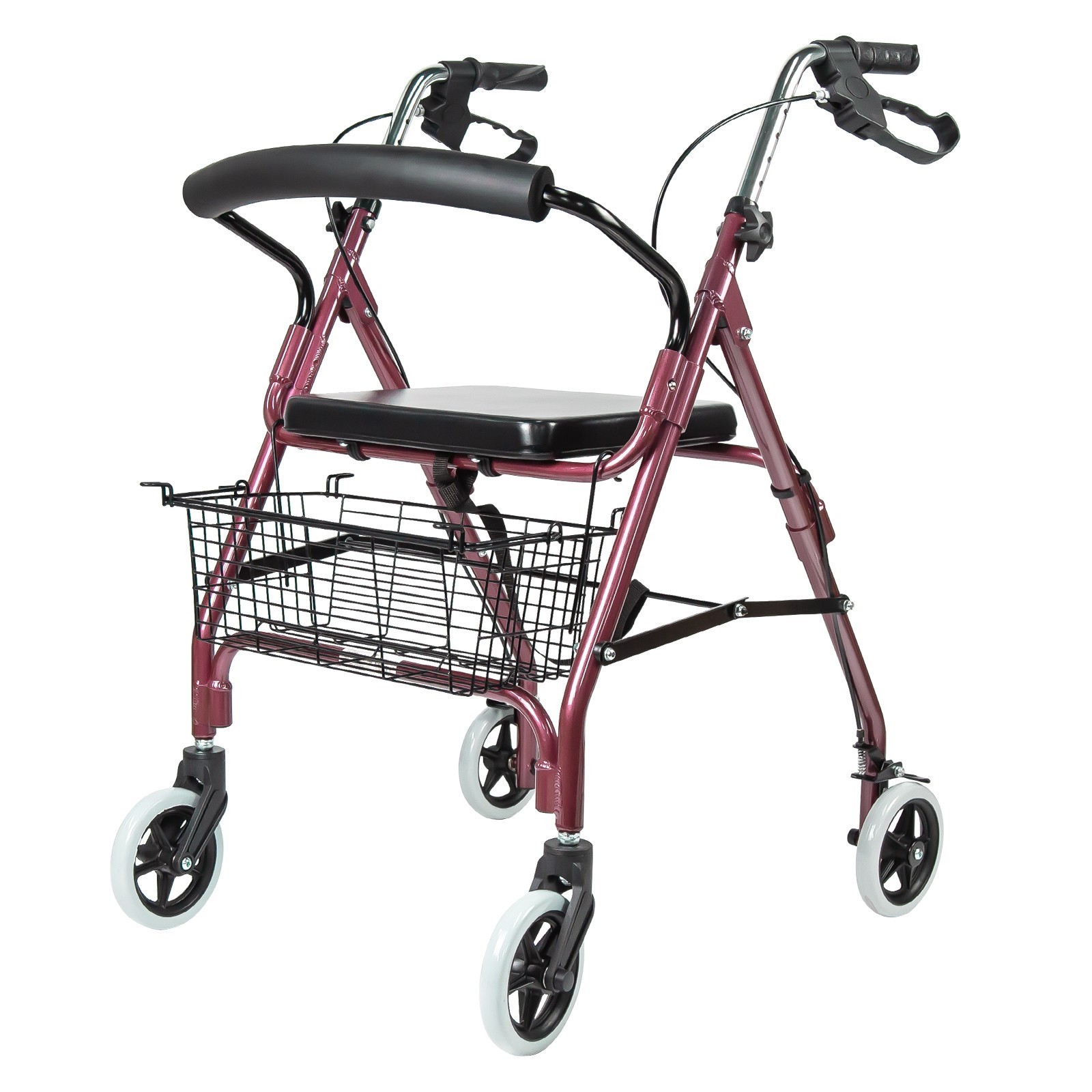 Leichtgewicht Rollator Aluminium Faltbar Gehhilfe mit Sitz und Korb Senioren