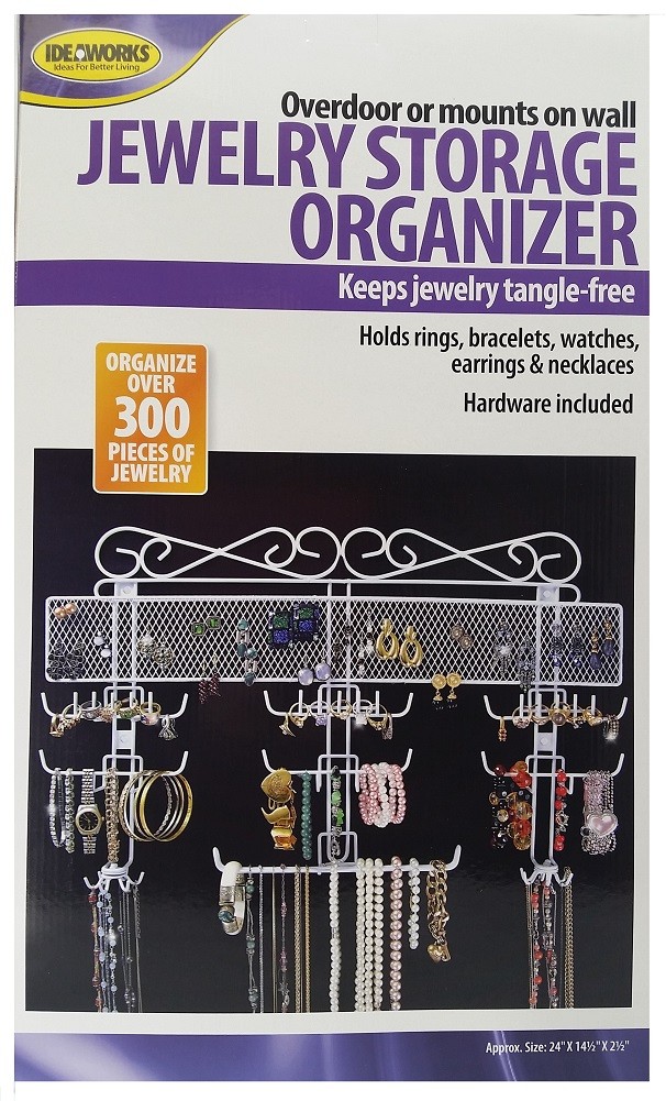 Jobar Organizing Jewelry Valet White Coated Wire 24inch x 14.5inch x 2.5inch