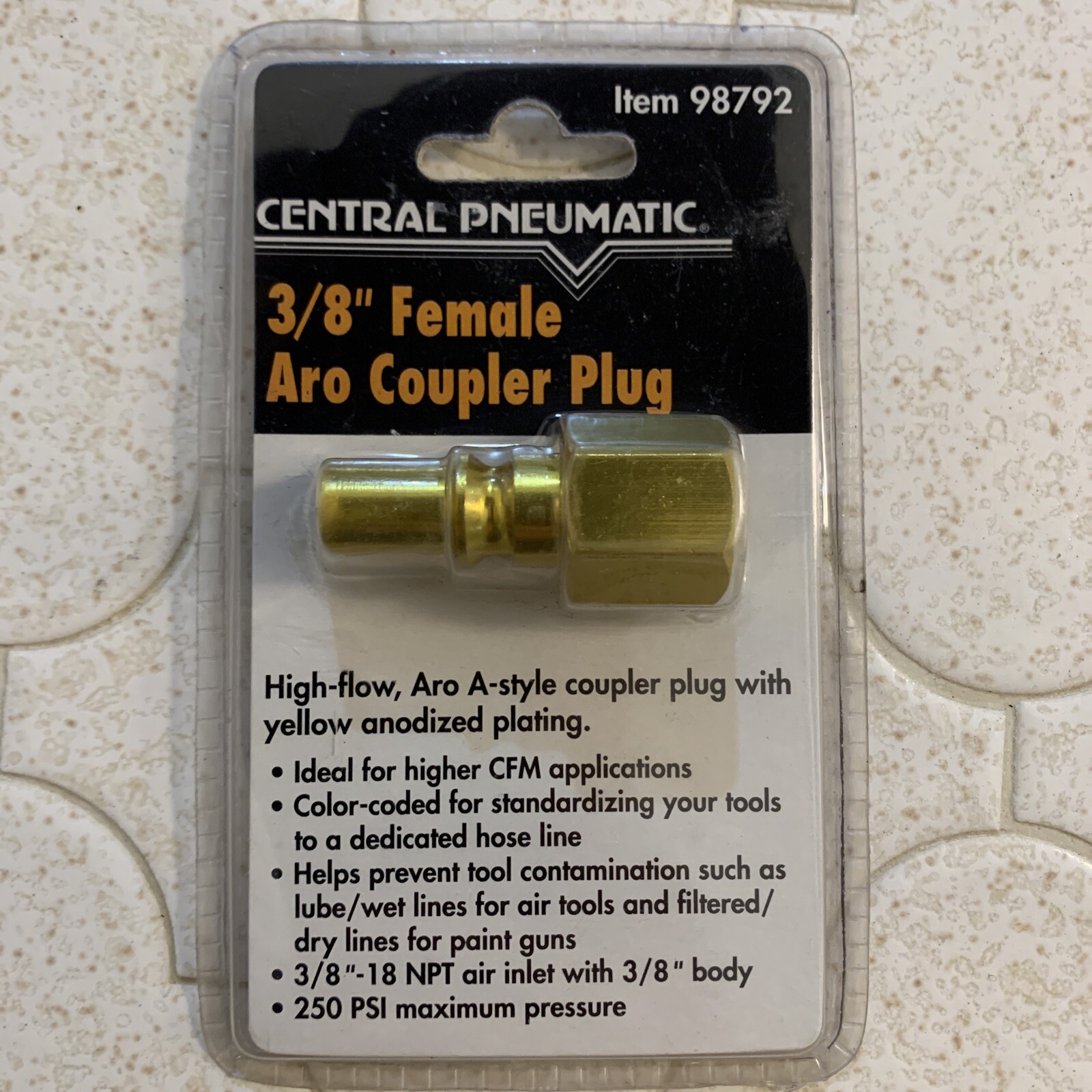 Central Pheumatic 3/8" Female Aro Coupler Plug - NEW