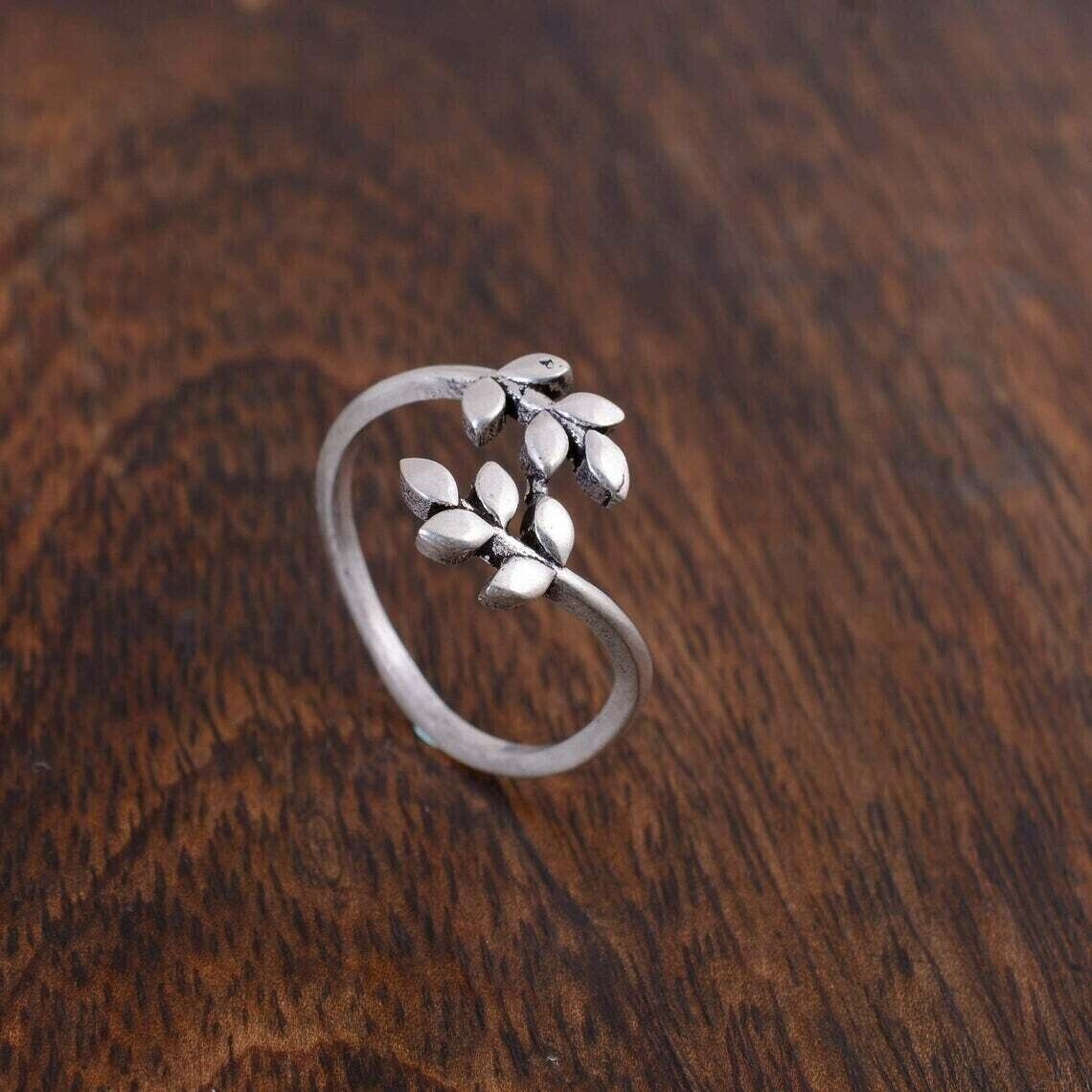 New Ladies Leaf Toe Ring Solid Metal 925 Sterling Silver 14k White Gold Plated