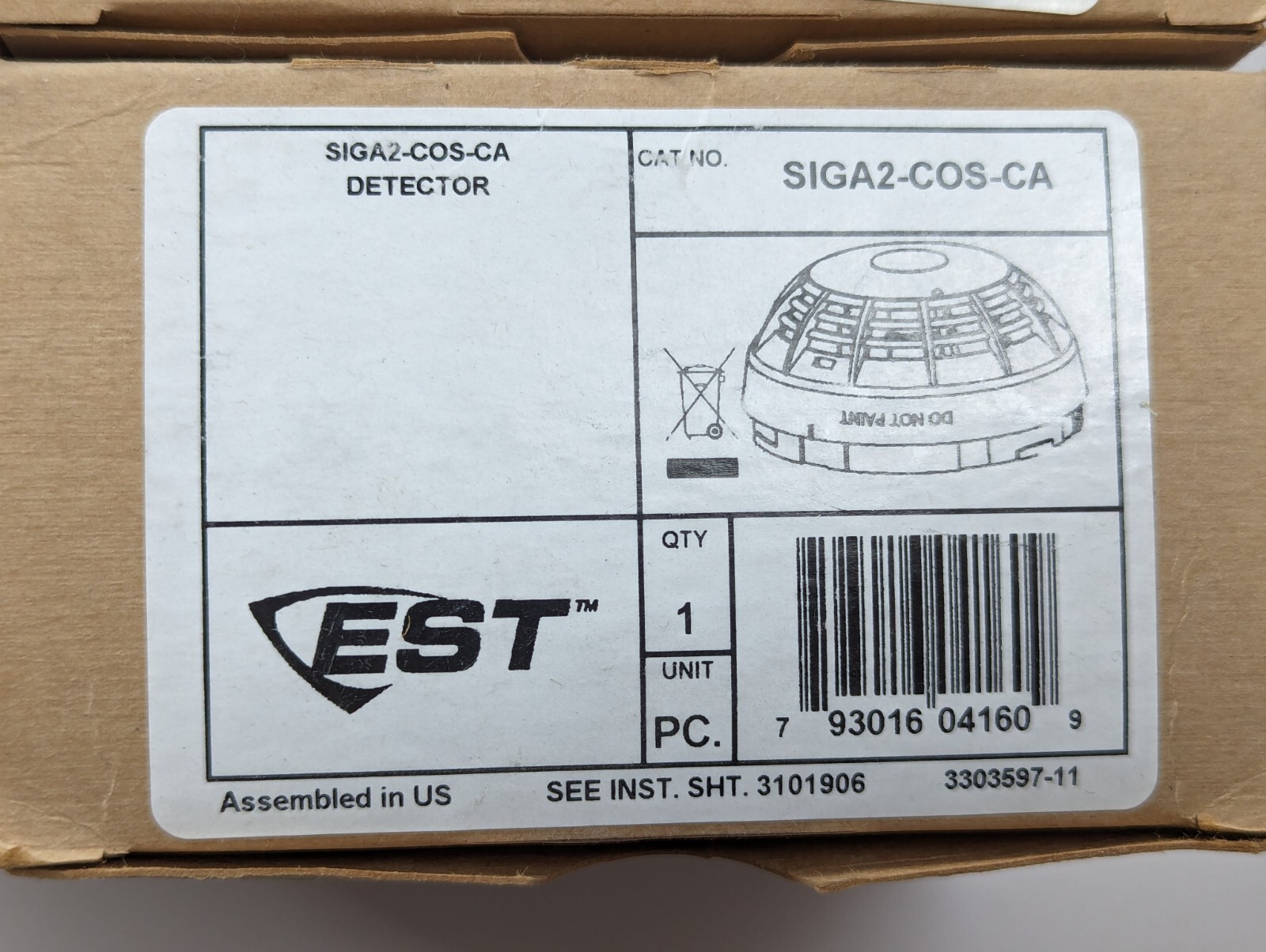 Edwards EST SIGA2-COS CA Intelligent Carbon Monoxide Detector