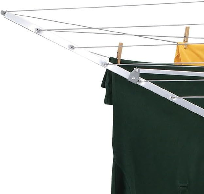 Portable Umbrella Clothesline, 64 Ft of Hanging Space, Pre-Strung with Stable Ba