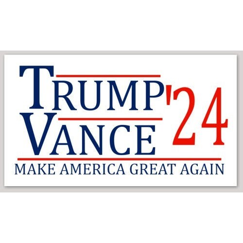 Donald Trump J D Vance For President 2024 Vice 6x3.5 Inch Vinyl Bumper Sticker