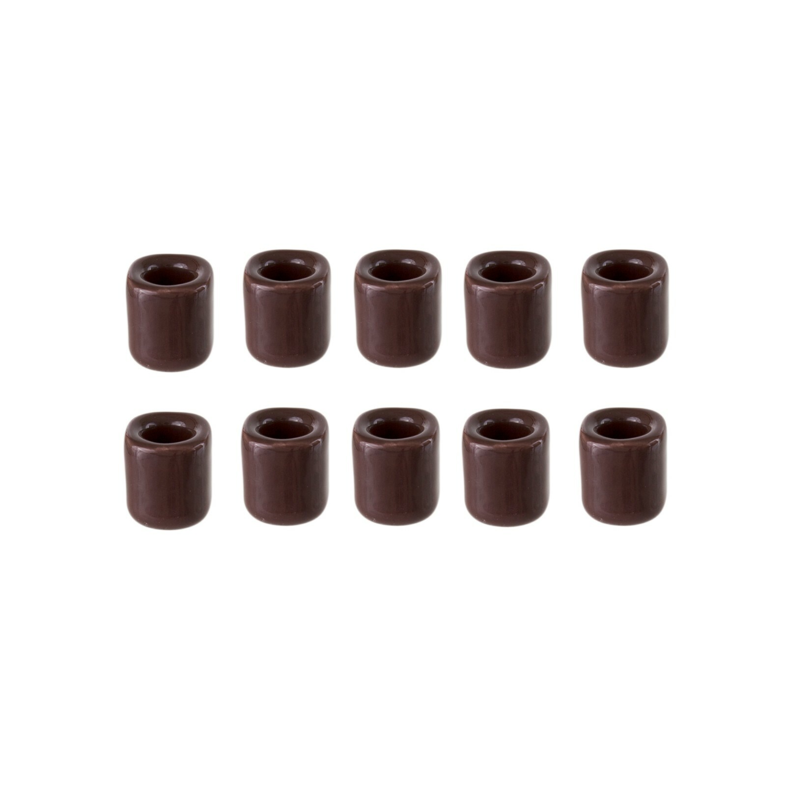 Mega Candles - Ceramic 1/2" Chime / Spell Candle Holder with Candles - BrownSet
