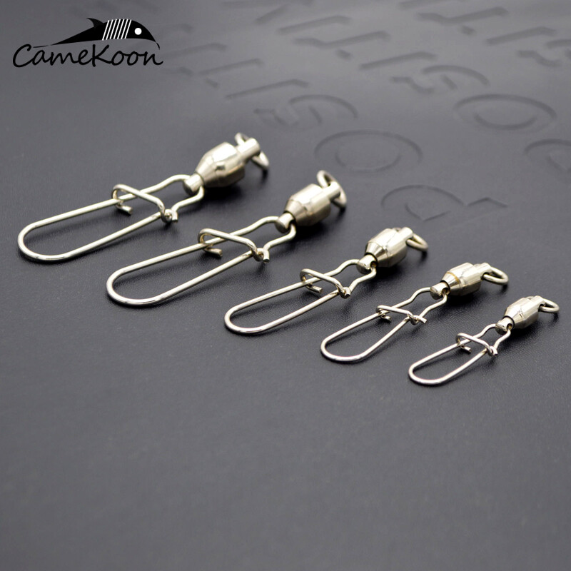 CAMEKOON 20/50/100Pcs Stainless Steel Fishing Swivel w/ High-strength Quick Snap