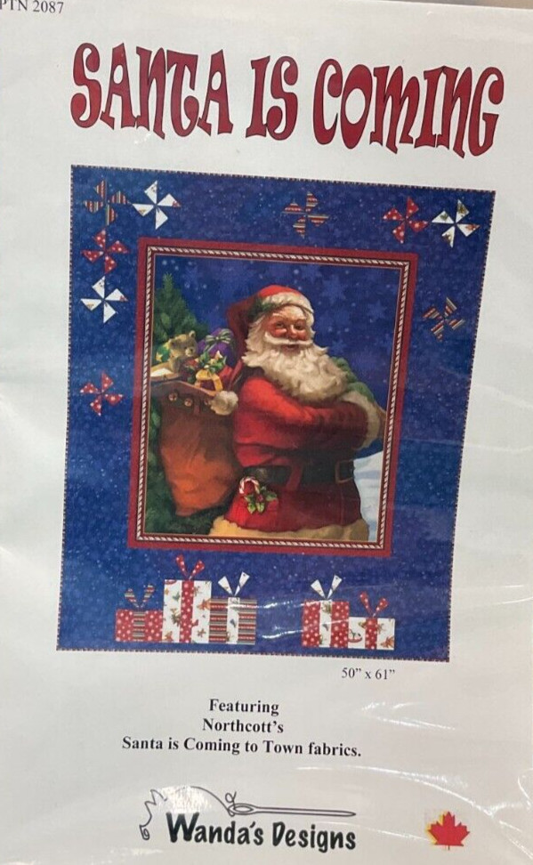 WANDA'S DESIGNS #PTN2087 - SANTA IS COMING QUILT PATTERN, 50"x61"