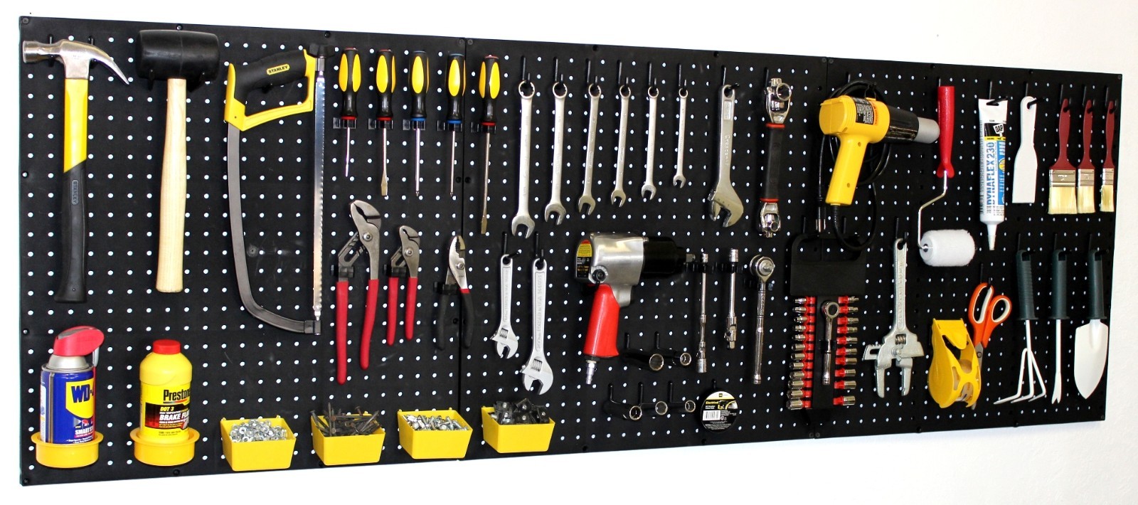 WallPeg (4) Black Plastic Pegboard Panels – 96” Wide Garage Tool Pegboard