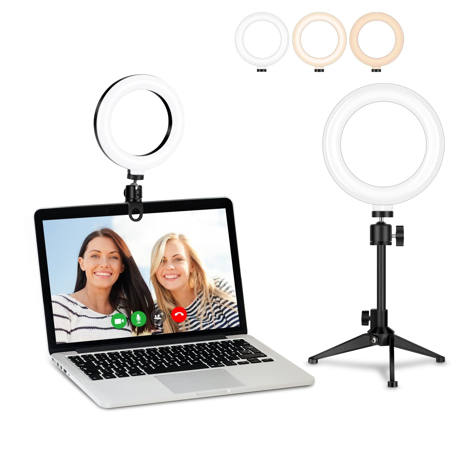 Desk Ring Light for Zoom Meetings - Video Conference 6 inch, Warm white