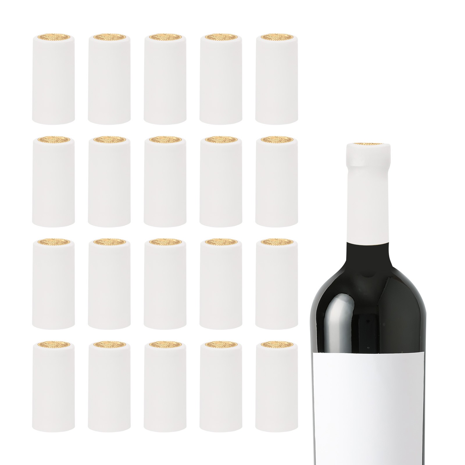 150Pcs PVC Heat Shrink Capsules Wine Bottle Sealer Wrap Caps, 30x60mm, White
