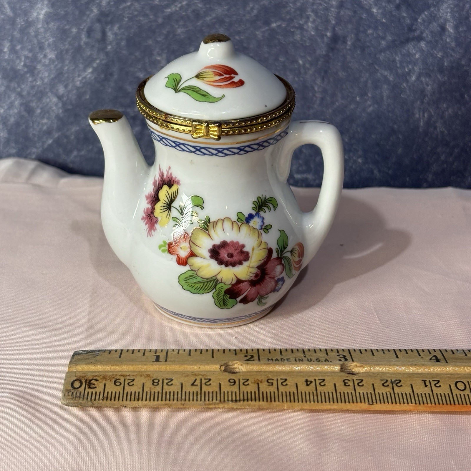 Trinket box teapot 3 inch hinge broken 2168z
