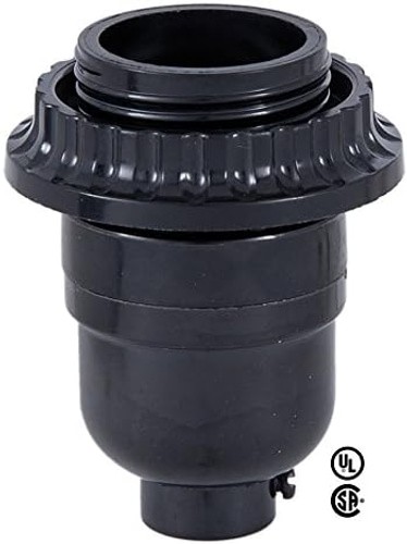 B&P Lamp® Long Keyless Black Plastic Phenolic Socket with Medium Base, Thread...