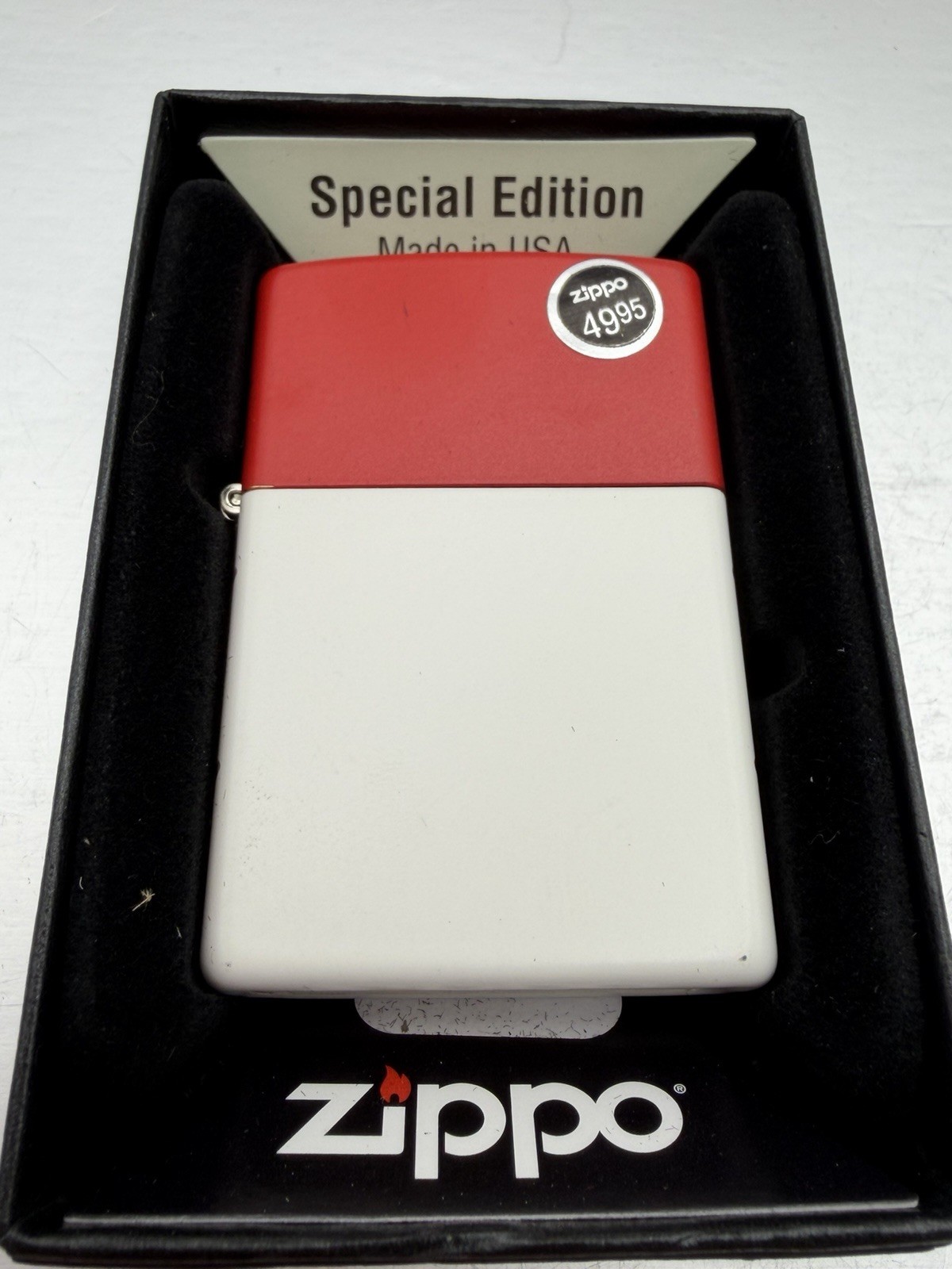 USA 250 Anniversary Red Top White Bottom Zippo Lighter NEW 47295