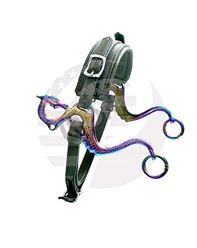 RIDING GEARS Dragon Rainbow Color Hackamore Bitless Horse Bit English BLACK