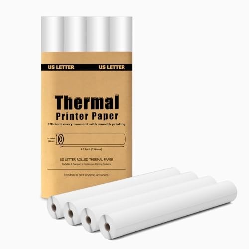 4 Rolls A4 Thermal Printer Paper 8.5x11" for M08F M832 M834 Portable Printer
