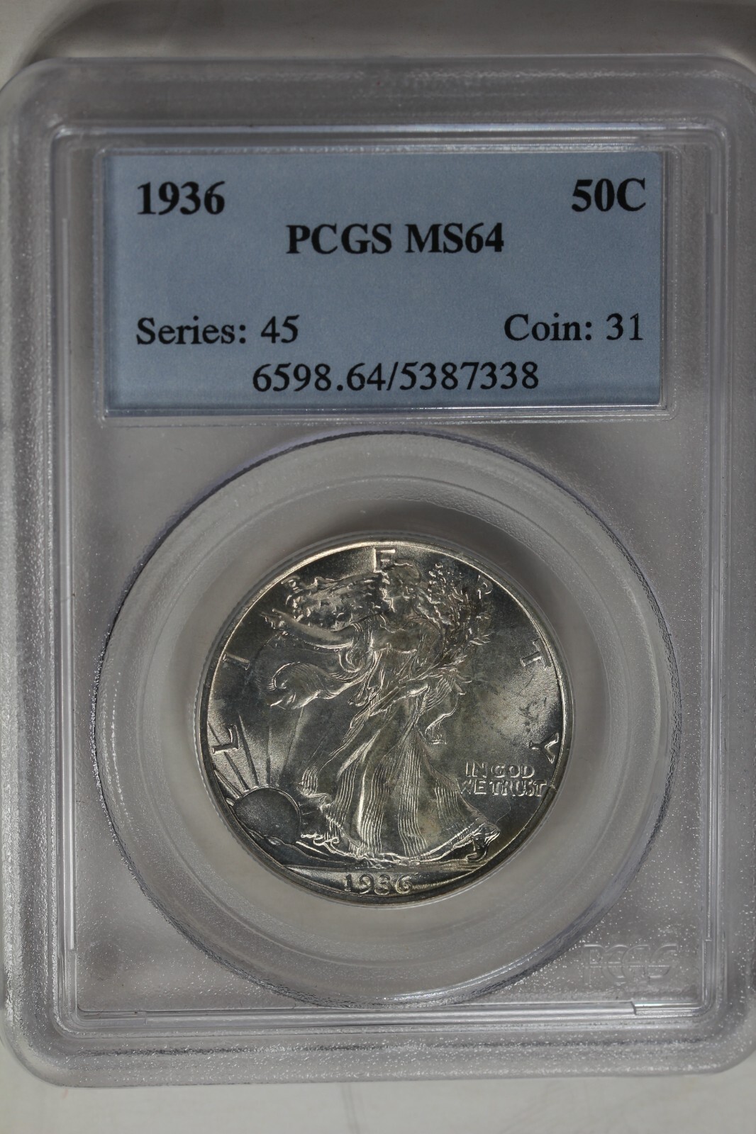 1936  .50  PCGS  MS64     Walking Liberty,  Lady Liberty Half