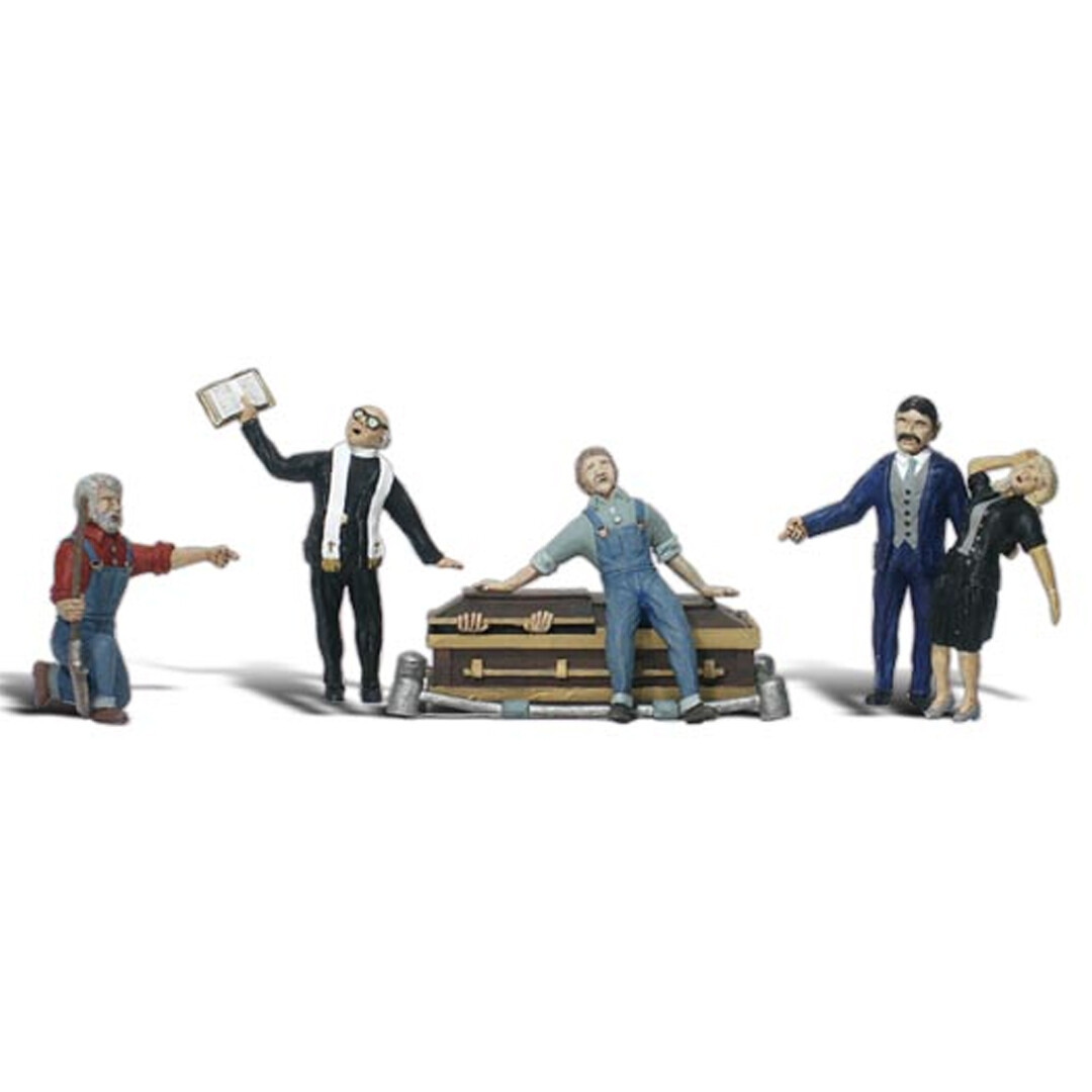 NEW Woodland Scenics Accents A1868 Figures - Graveside Service - Pkg (6) HO