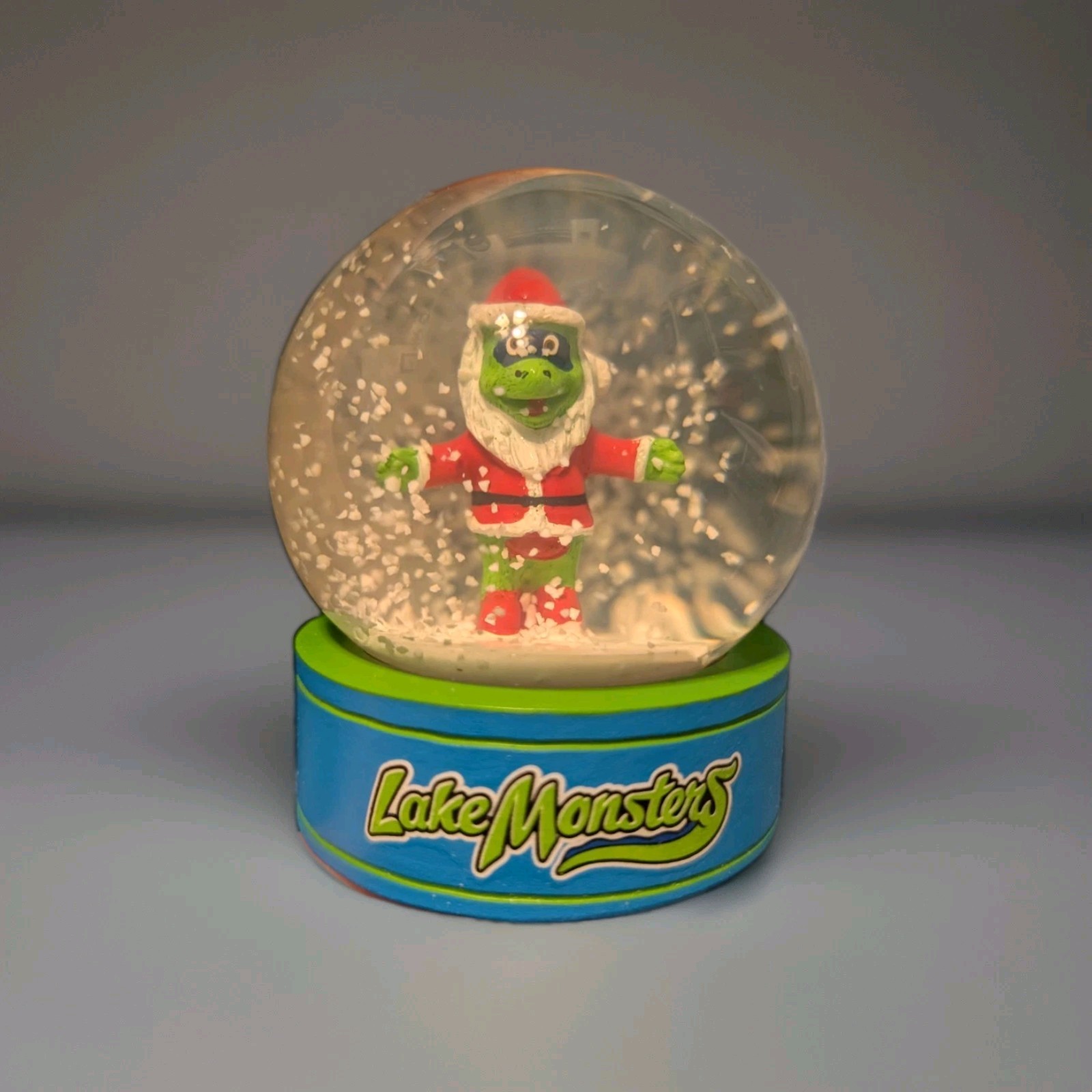 Vermont Lake Monsters Snow Globe Champ Mascot Santa Clause Champ Ta Claus MiLB