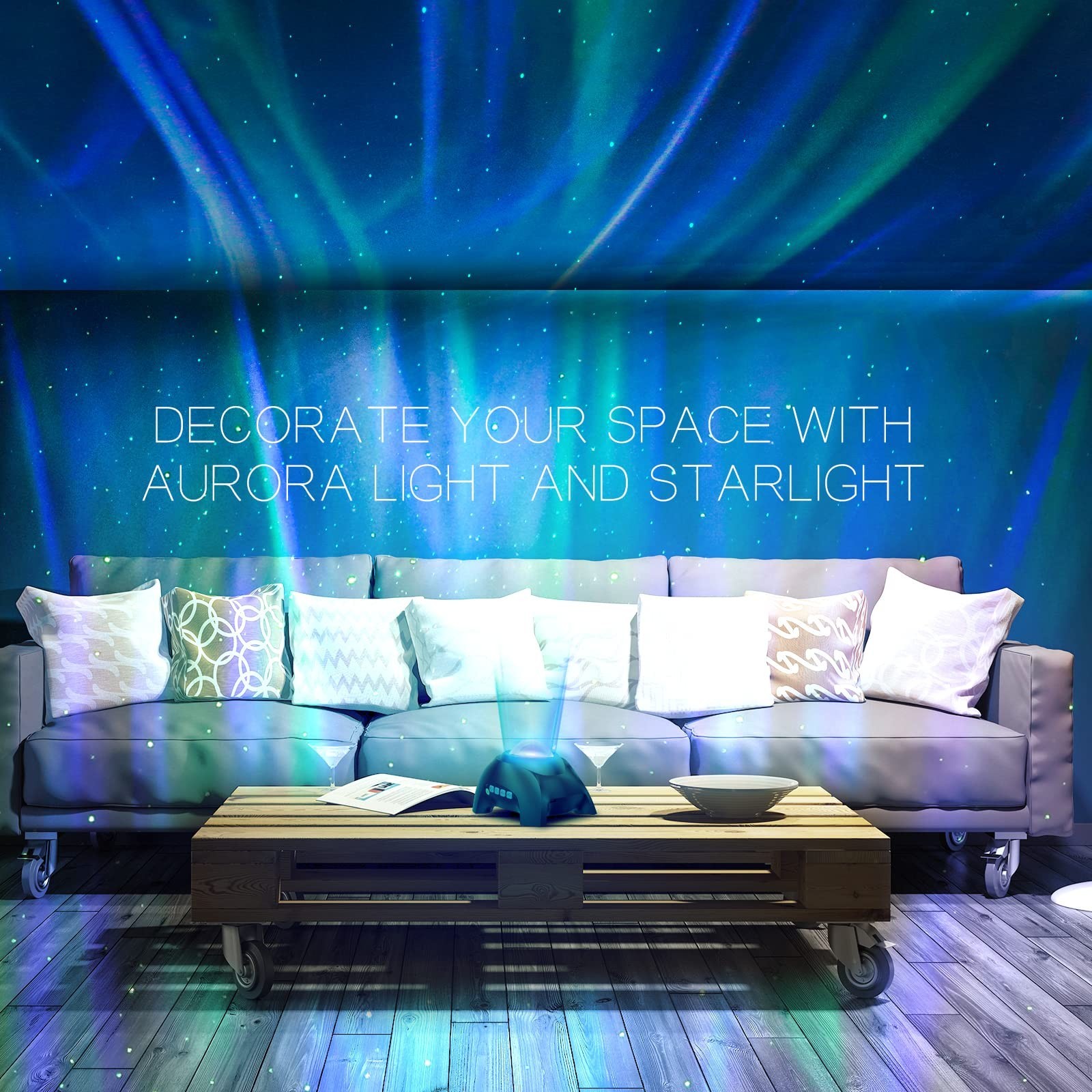 Aurora Projector with 33 Light Effects, LED Star Night Light, Bluetooth Speaker,