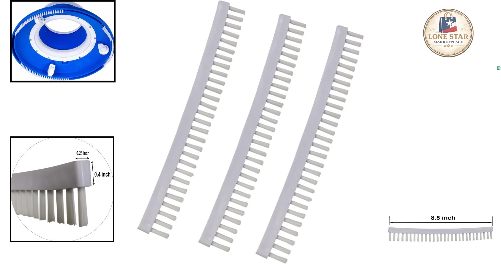Medium Firmness Pool Leaf Bagger Brush Strips - 3 Count for Efficient Cleaning
