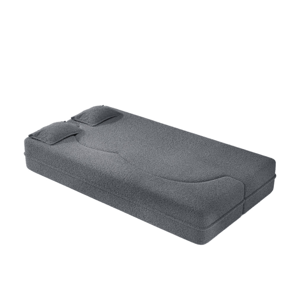 Convertible Floor Sofa Bed Twin Size w/ 2 Pillows, No Assembly, Dark Grey