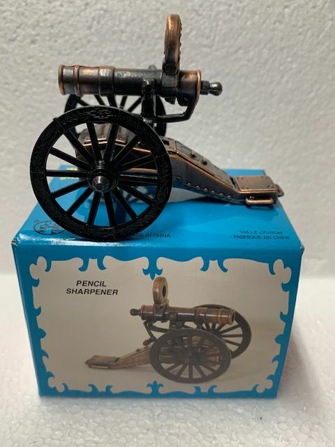 GATLING GUN BRONZE DIE CAST METAL COLLECTIBLE PENCIL SHARPENER NEW / BOX