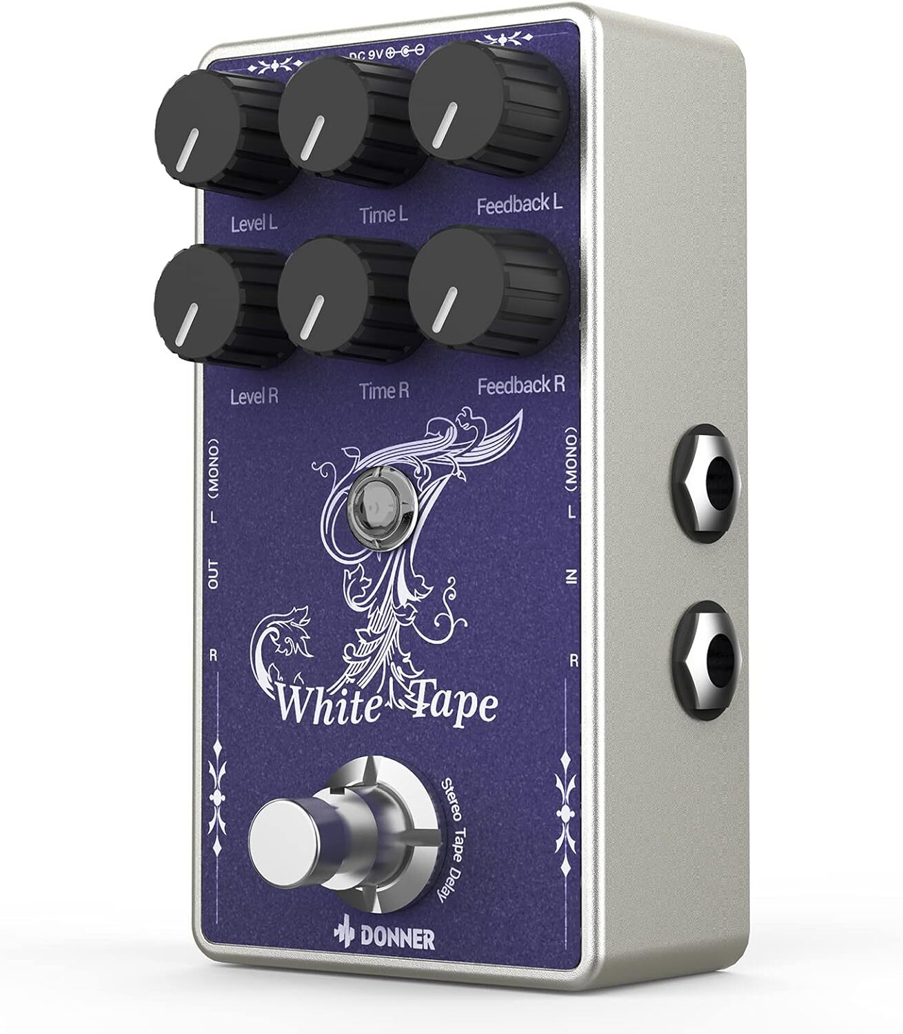 Donner White Tape Analog Delay Guitar Effects Pedal With Echo Effect 2 Channels