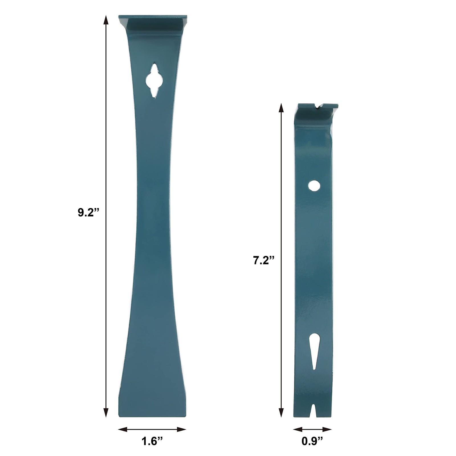 2pc 7-1/4" & 9-1/4 Flat Pry bar Teardrop Nail PullerHigh-Carbon SteelGray
